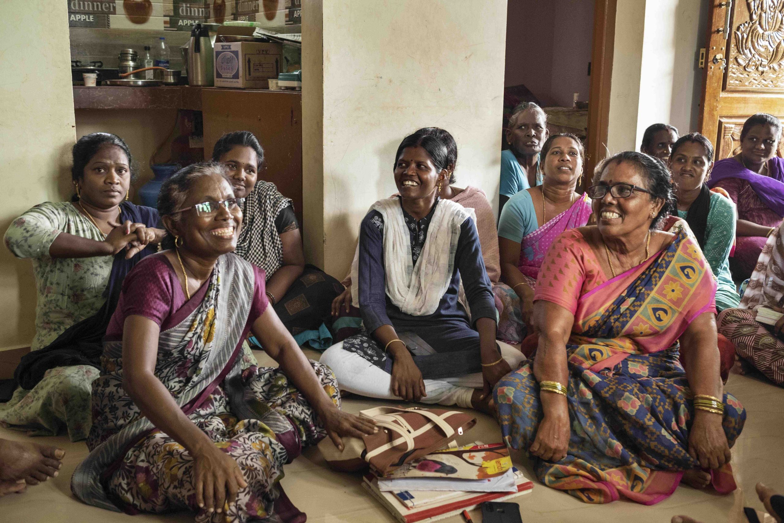 Women from microcredit program gathered for a meeting