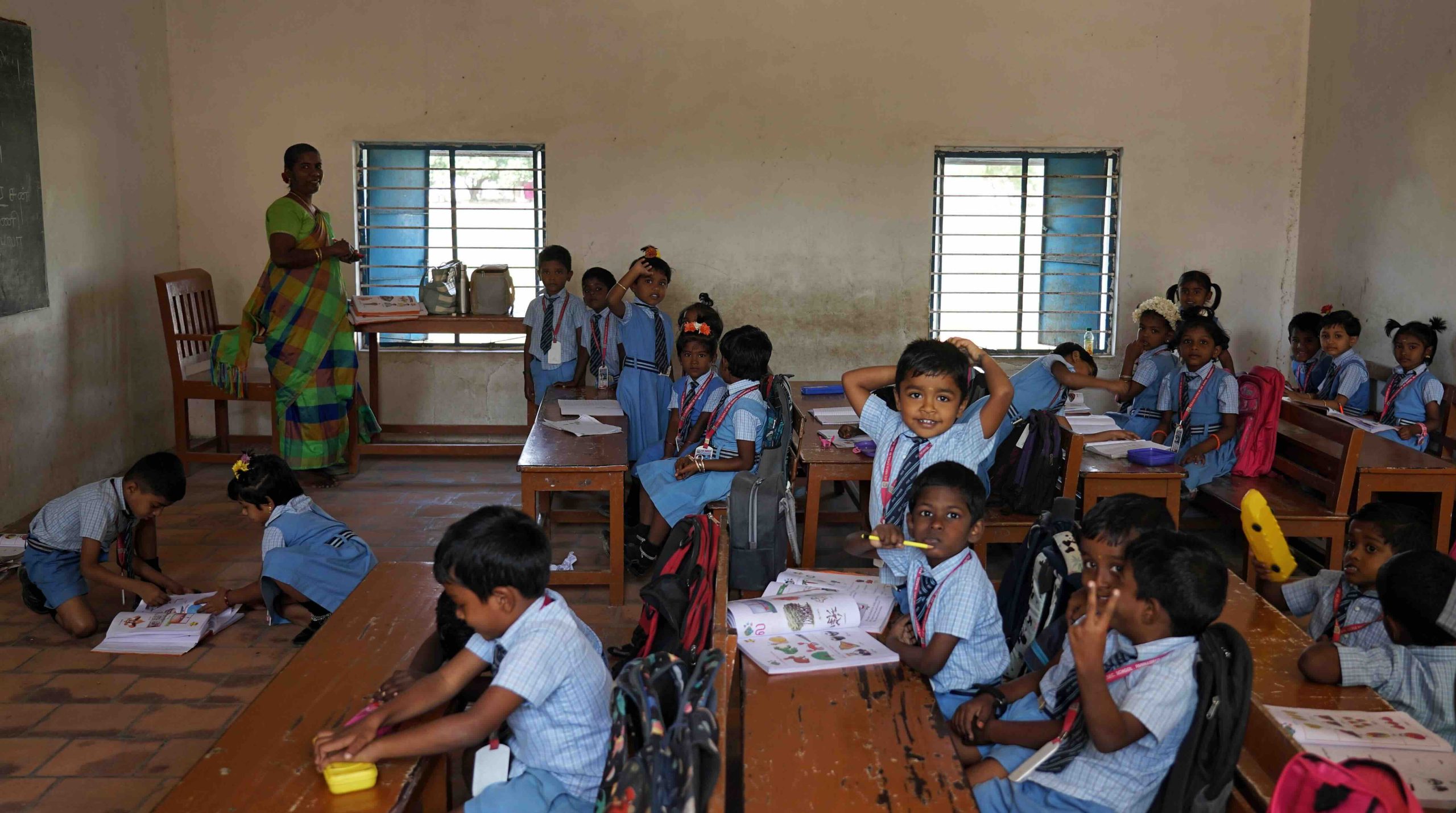 Kindergarten students during class