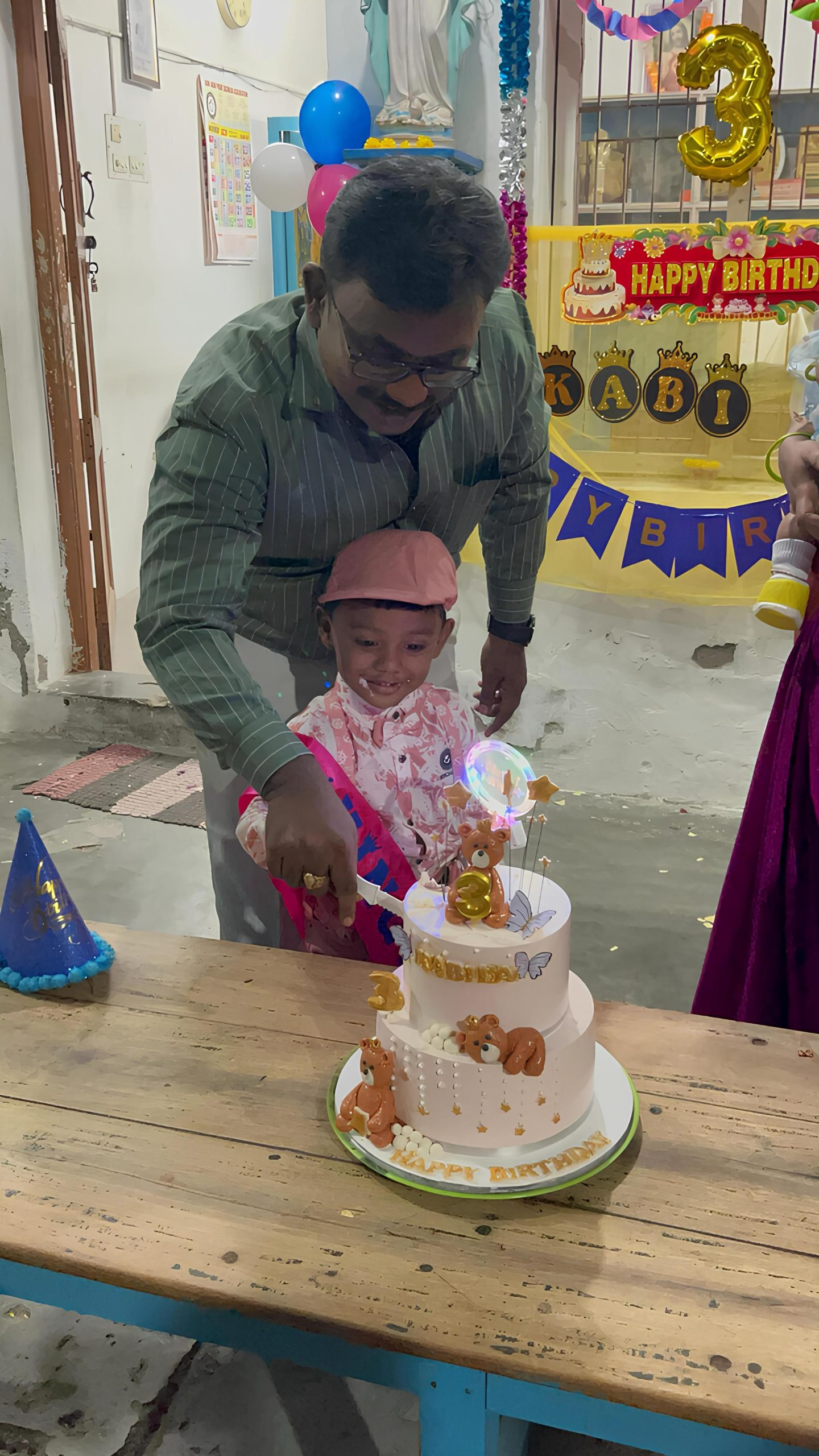 Three-year-old boy celebrating his birthday at Island of Hope