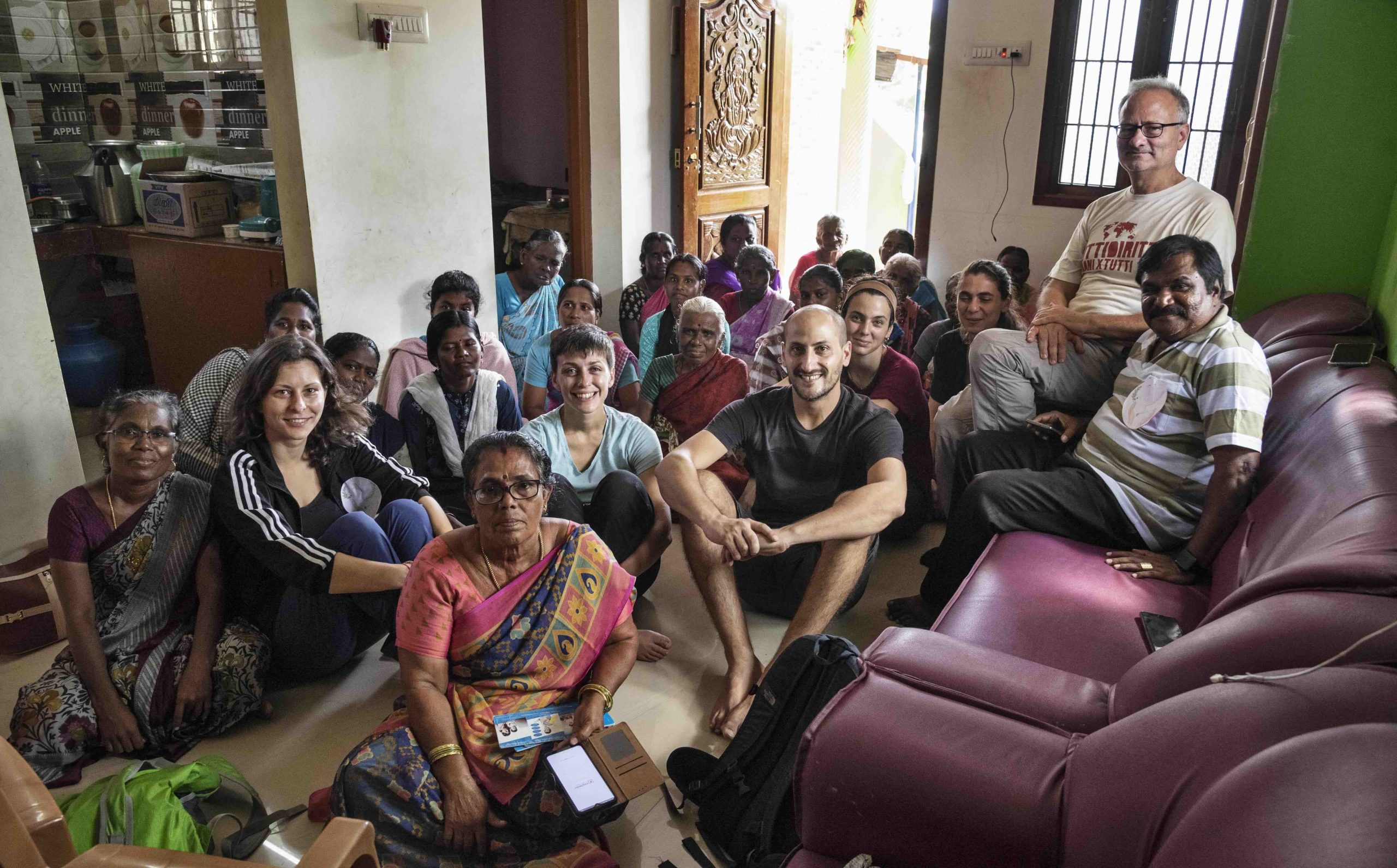 Women from the microcredit program with Energia volunteers and General Secretary Peter Raj
