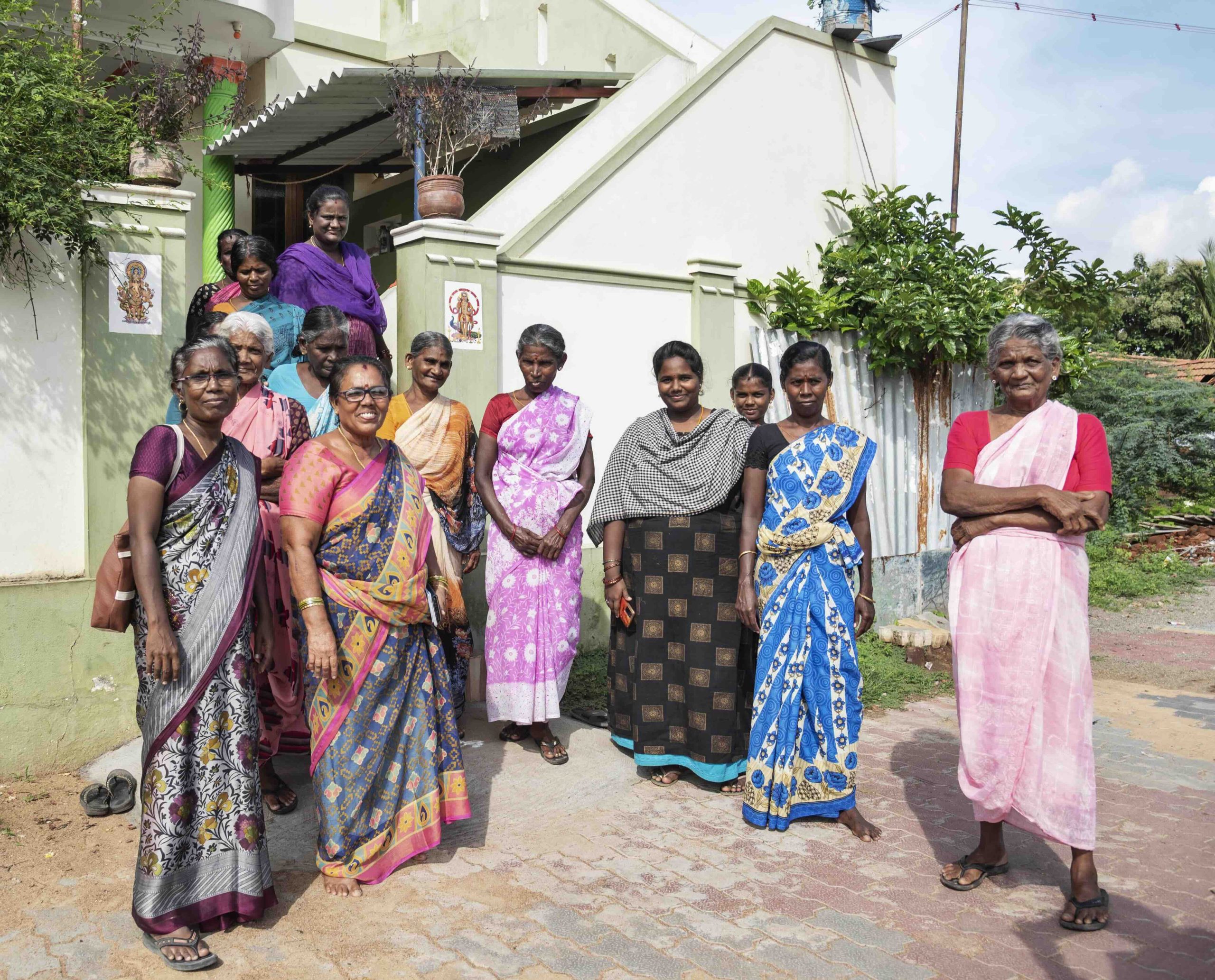 Women from the microcredit program with local staff Rajammal